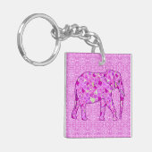 Porte-clés Eléphant à fleurs - orchidée et magenta (Devant gauche)