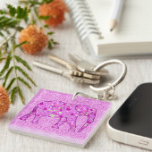 Porte-clés Eléphant à fleurs - orchidée et magenta (Devant Droit)