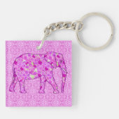 Porte-clés Eléphant à fleurs - orchidée et magenta (Dos)