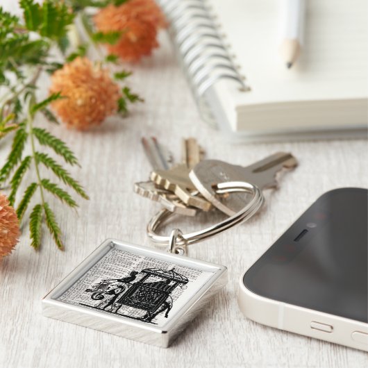 Porte-clés Elephant avec Howdah Dictionary Art (Côté)