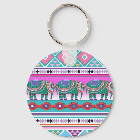 Porte-clés Eléphant avec Motif aztèque (Recto)