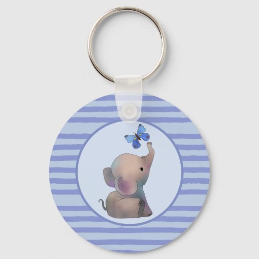 Porte-clés Éléphant avec papillon (Recto)