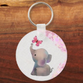 Porte-clés Éléphant avec plis roses (Recto)