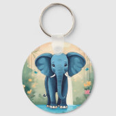 Porte-clés Eléphant Bébé Bleu Whimsical, (Recto)