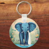 Porte-clés Eléphant Bébé Bleu Whimsical, (Recto)
