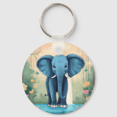 Porte-clés Eléphant Bébé Bleu Whimsical, (Verso)