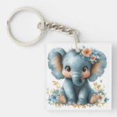 Porte-clés Eléphant Bébé En Fleurs (Devant)