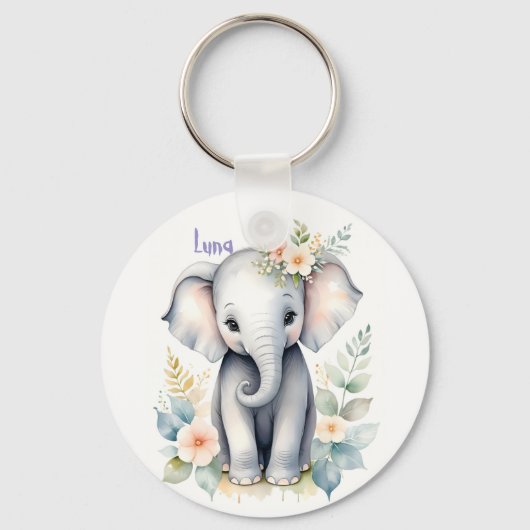 Porte-clés Eléphant bébé en floraison (Recto)