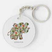 Porte-clés Eléphant Bébé Floral Coloré (Dos)
