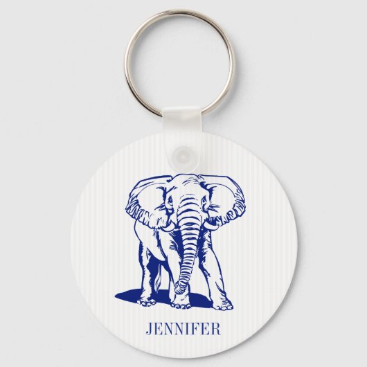Porte-clés Eléphant bleu marine monogramme (Recto)