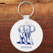 Porte-clés Eléphant bleu marine monogramme (Recto)