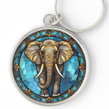 Eléphant Bleu Mosaïque Vitre