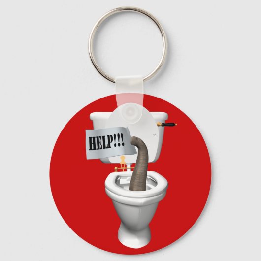 Porte-clés Eléphant Coincé Dans Les Toilettes (Recto)