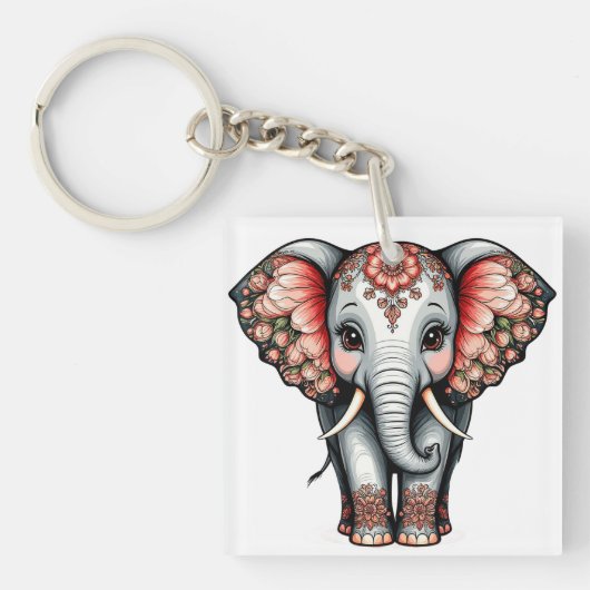 Porte-clés Éléphant de dessin animé décoratif (Devant)