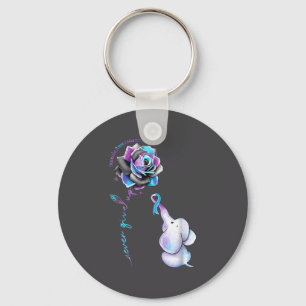 Porte-clés Éléphant de fleurs du Mois de sensibilisation à la