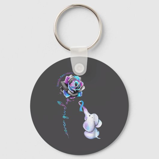 Porte-clés Éléphant de fleurs du Mois de sensibilisation à la (Recto)