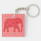 Porte-clés Eléphant de fleurs - rouge profond et corail (Dos)