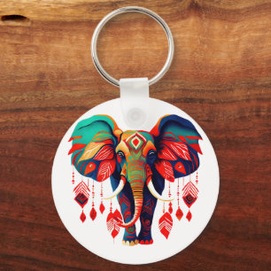 Porte-clés Éléphant de style bohème coloré