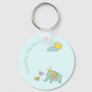 Porte-clés Elephant et papillons personnalisables Anniversair