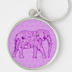 Porte-clés Eléphant fleur - améthyste violet