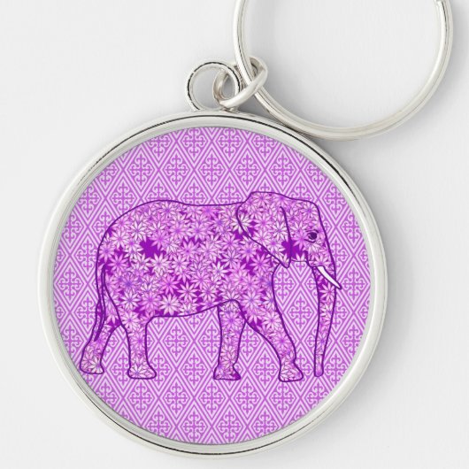 Porte-clés Eléphant fleur - améthyste violet (Devant)