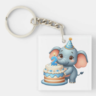 Porte-clés Éléphant Mignon 2ème Anniversaire