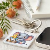 Porte-clés Éléphant Mignon 4ème Anniversaire (Devant Droit)