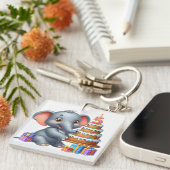 Porte-clés Éléphant Mignon 5ème Anniversaire (Devant Droit)