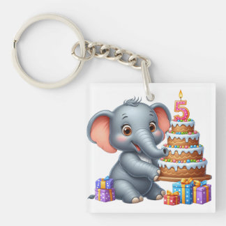 Porte-clés Éléphant Mignon 5ème Anniversaire