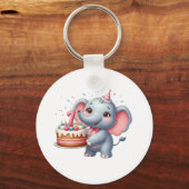 Porte-clés Éléphant Mignon 7ème Anniversaire (Recto)