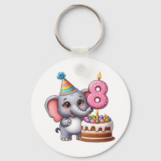 Porte-clés Éléphant Mignon 8ème Anniversaire