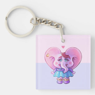 Porte-clés Éléphant Mignon Amoureux