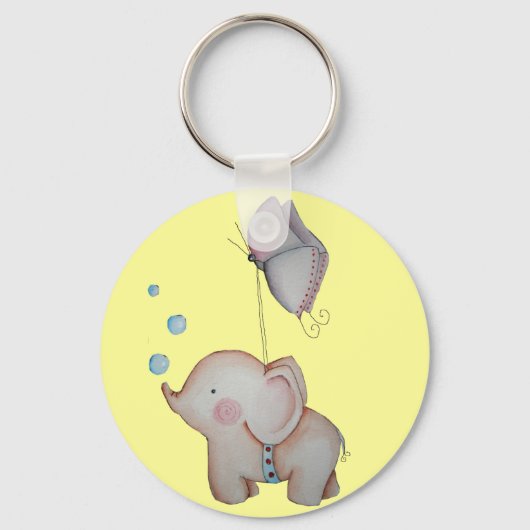 Porte-clés Eléphant mignon avec Porte - clé papillon (Recto)