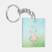 Porte-clés Eléphant mignon bébé avec fleurs roses (Devant gauche)