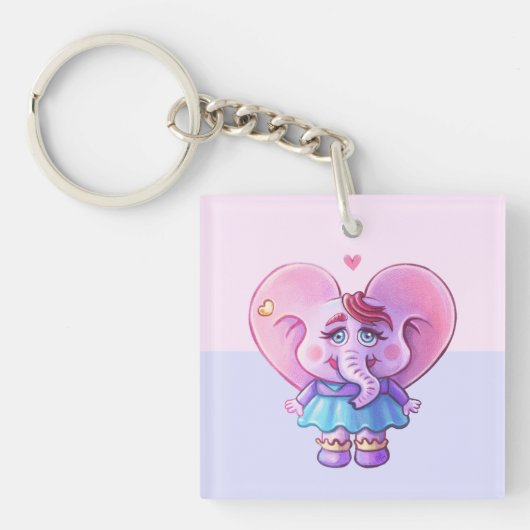 Porte-clés Eléphant mignon dans l'amour (Devant)