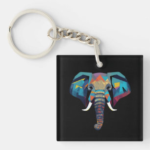Porte-clés Eléphant mignon faible poly illustration