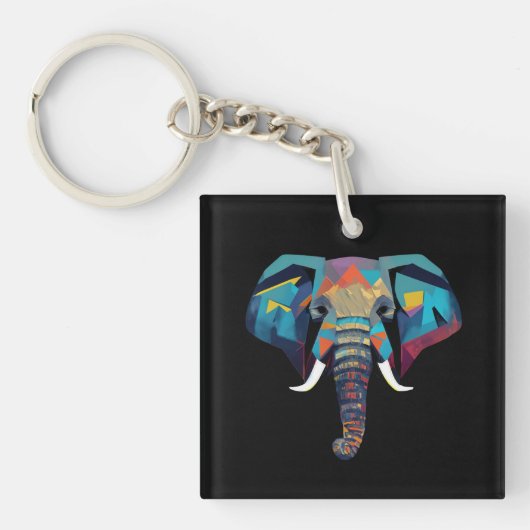Porte-clés Eléphant mignon faible poly illustration (Devant)