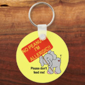Porte-clés Elephant No Peanuts Je suis Allergique (Recto)