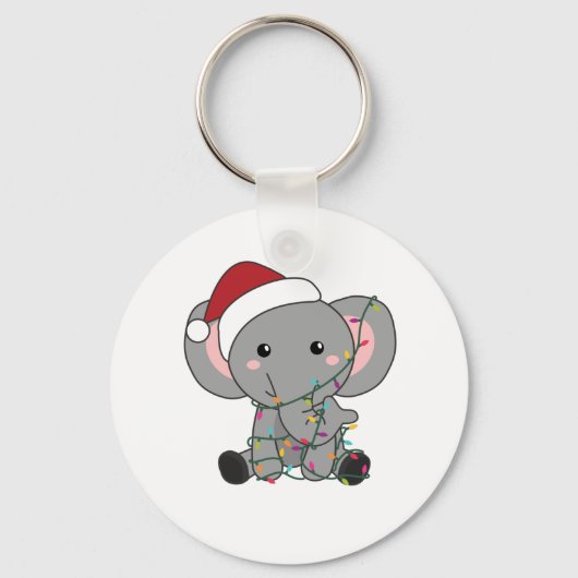 Porte-clés Eléphant Noël Neige Hiver Animaux Eléphants (Recto)