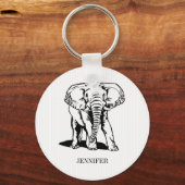 Porte-clés Eléphant noir mignon monogramme (Recto)