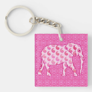 Porte-clés éléphant Paisley - rose glacé et fuchsia