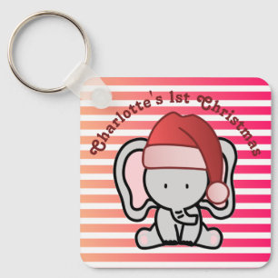 Porte-clés Eléphant personnalisé 1er Noël Baby Girl