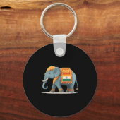 Porte-clés Eléphant Relaxant En Costume De Couleurs Indiennes (Recto)