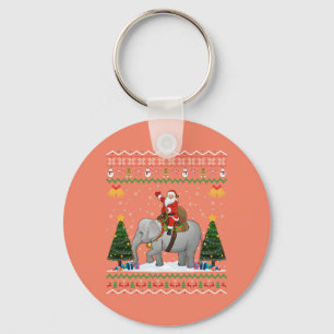 Porte-clés Elephant Ugly Xmas cadeau Père Noël équitation Ele