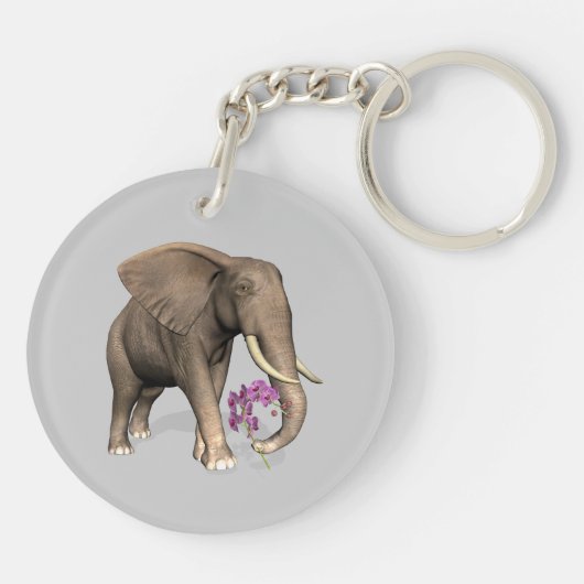 Porte-clés Elephant With Pink Orchid (Dos)
