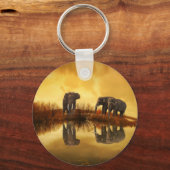 Porte-clés Eléphants asiatiques en Thaïlande sous un coucher  (Recto)