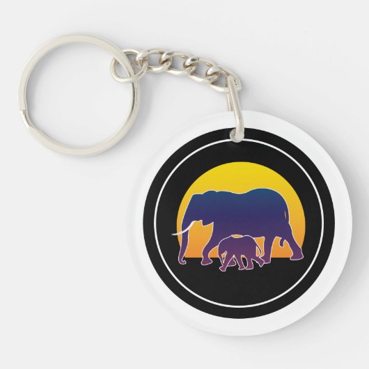 Porte-clés Eléphants couchés de soleil (Devant)