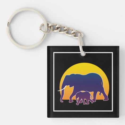 Porte-clés Eléphants couchés de soleil (Devant)