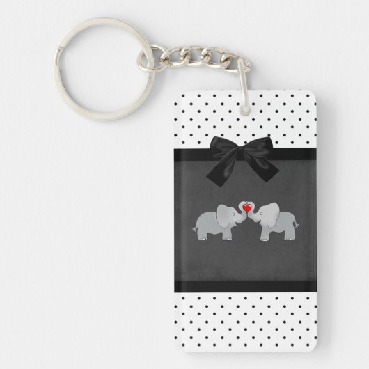 Porte-clés Éléphants Mignons Adorables,Points noirs et blancs (Devant)
