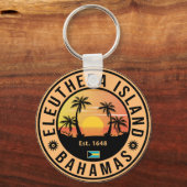 Porte-clés Eleuthera Island Bahamas Retro Sunset Souvenirs (Recto)
